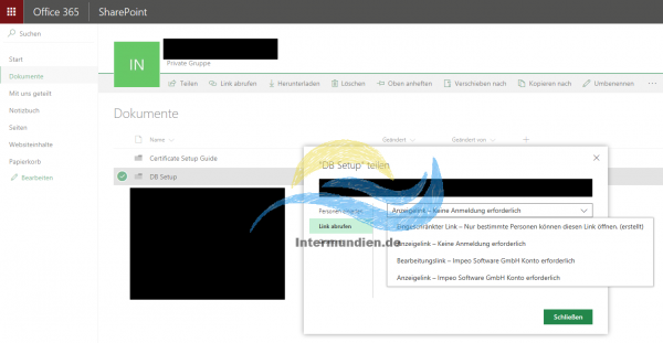 Office 365 SharePoint Freigabe