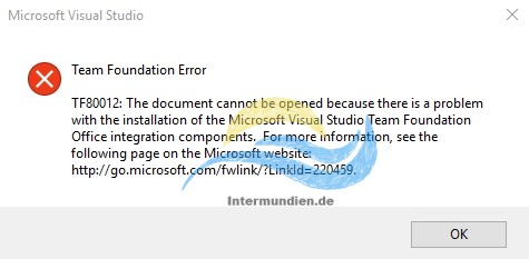 Office Team Toundation Add-In Error TF80012